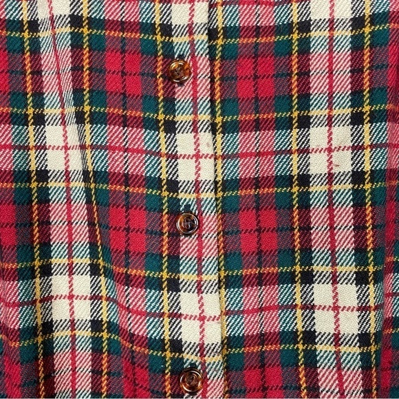 Vintage Christmas plaid red green distressed button up long sleeve shirt large - Picture 4 of 7